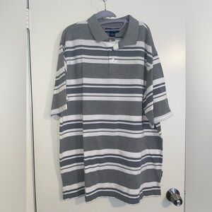 Vintage 90s Y2k LA GATE JEANS Polo Shirt White Grey Striped Mens Baggy